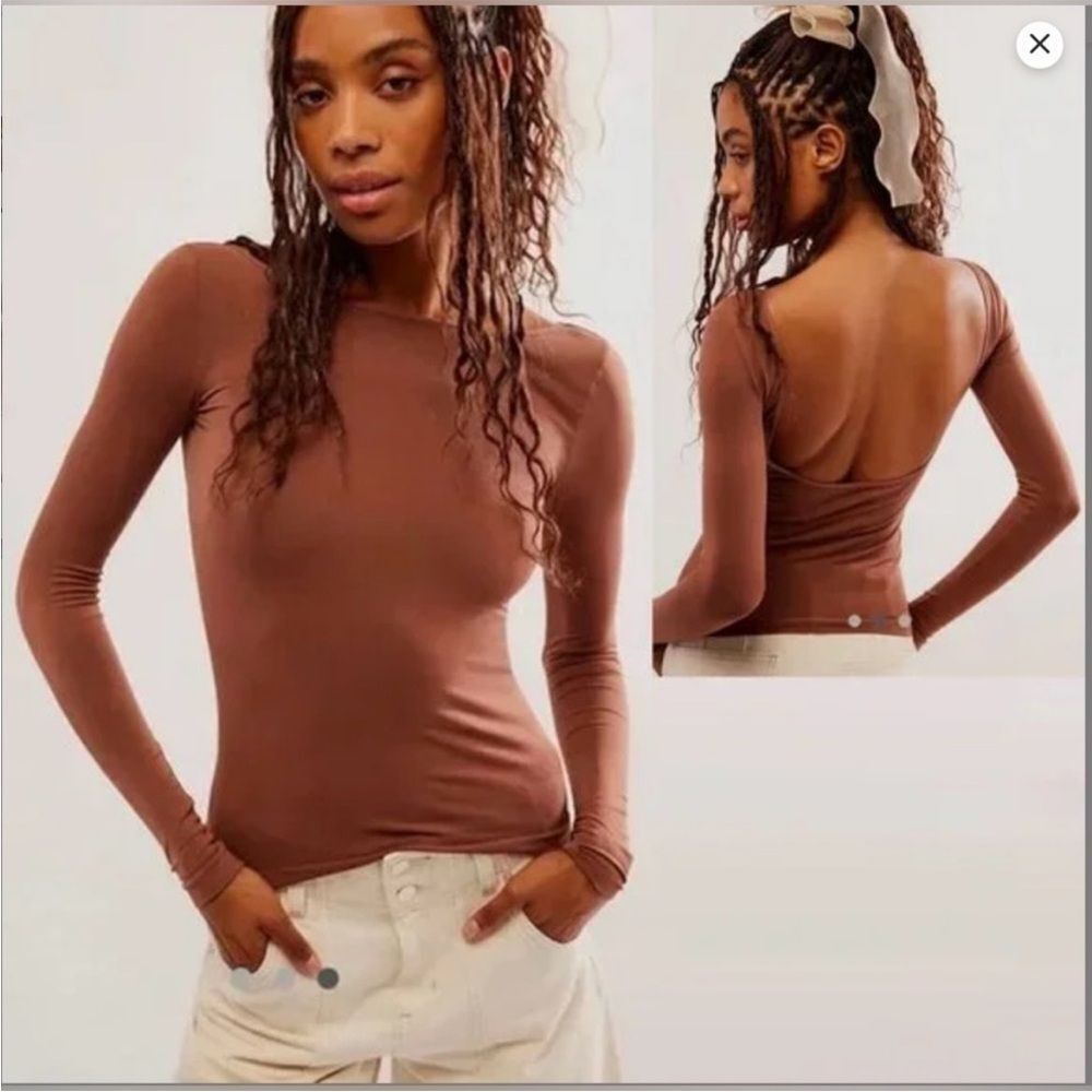 NWOT Free People M/L Low Back Seamless Layering Top Brown NEW Intimately New
